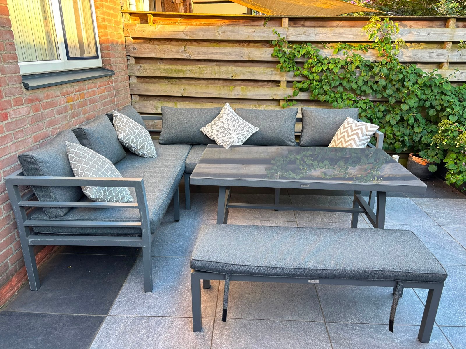 Lounge-/tuinset Garden Impressions met hoes, Tuin en Terras, Tuinsets en Loungesets, Ophalen, 6 zitplaatsen, Aluminium, Zo goed als nieuw
