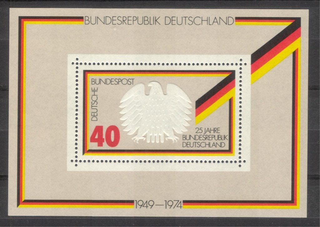 Bundesrepublik (6) - blok 10 - 25 jaar Bundesrepublik 1974, Verzenden, BRD, Postfris