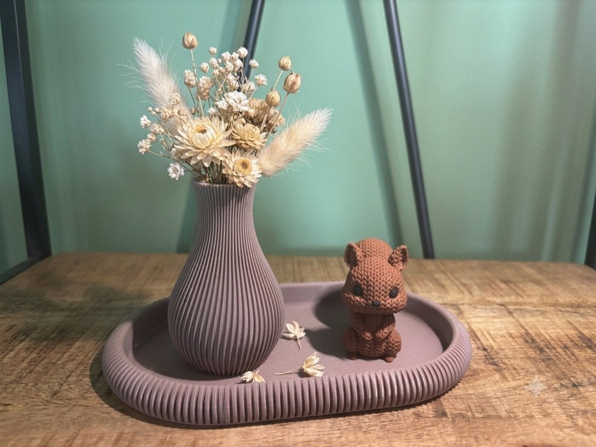 Decoratieve set: vaas, schaal en eekhoornbeeldje, Verzenden, Nieuw, Kunststof, Japandi