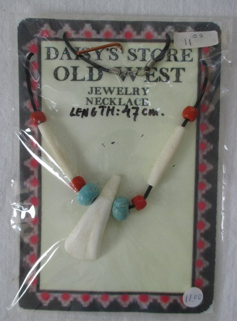 Halsketting Old West Style met ‘Buffalo tooth’. Buffel tand., Ophalen of Verzenden, Nieuw, Zilver