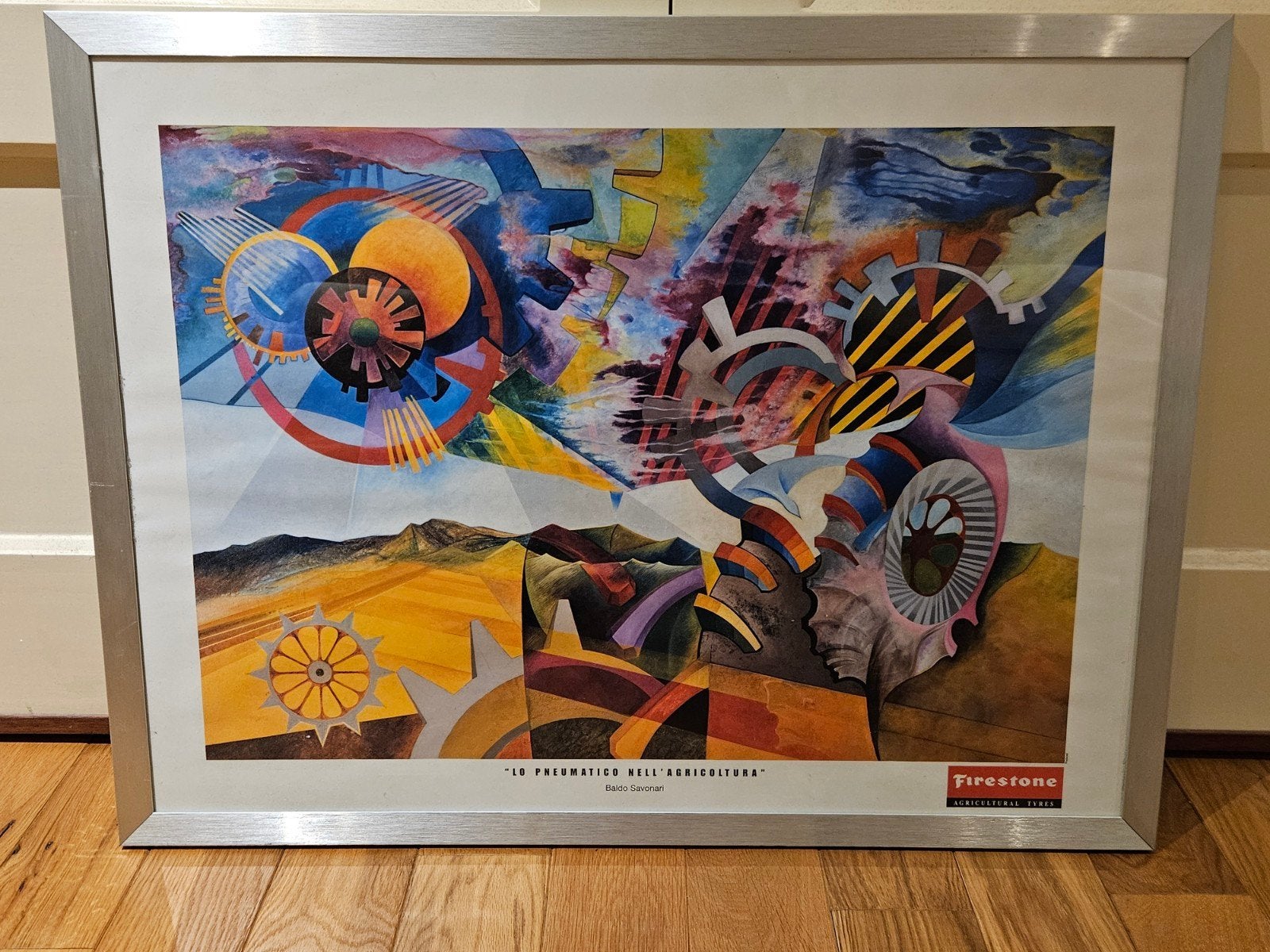 Vintage Firestone Poster "Lo Pneumatico Nell'Agricoltura", Ophalen, 50 – 75, Gebruikt, 75 tot 100 cm