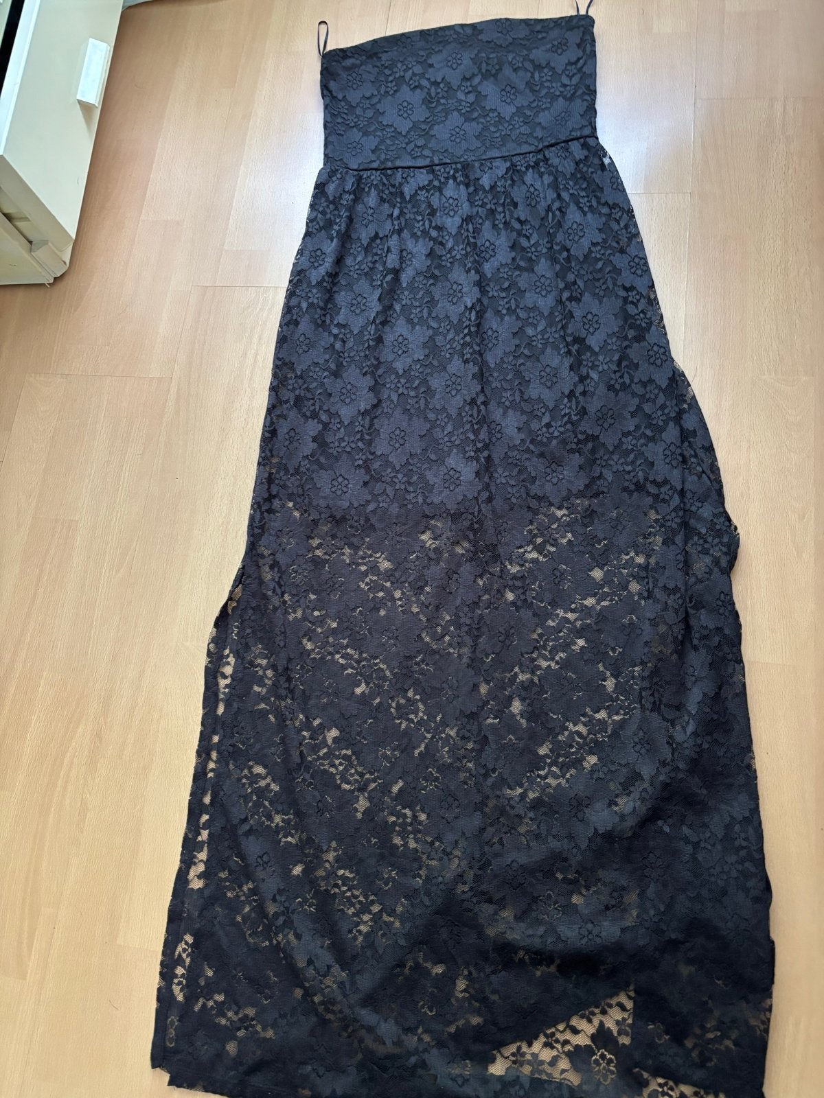 Zwarte kanten maxi jurk, Maat 38/40 (M), Zwart, Ophalen of Verzenden, Zo goed als nieuw