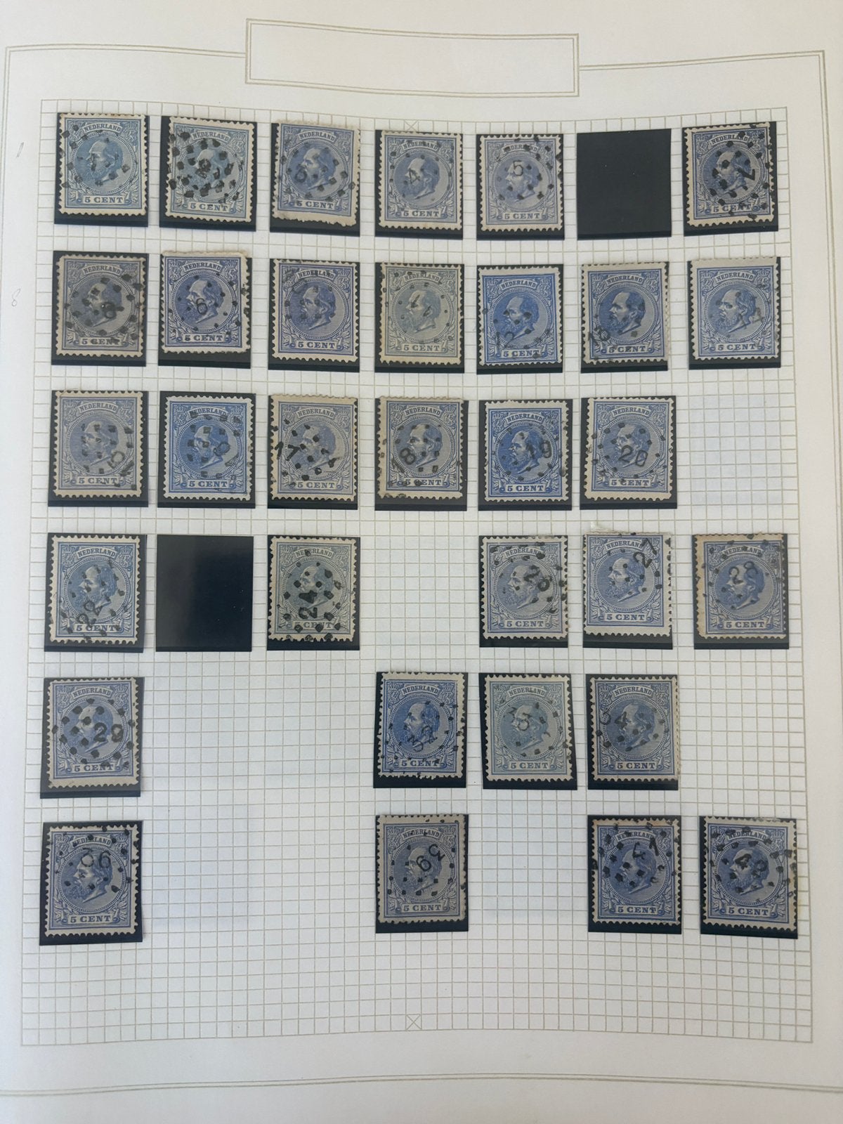 Nederland Verzameling postzegels met puntstempels, Postzegels en Munten, Verzenden, Nederland