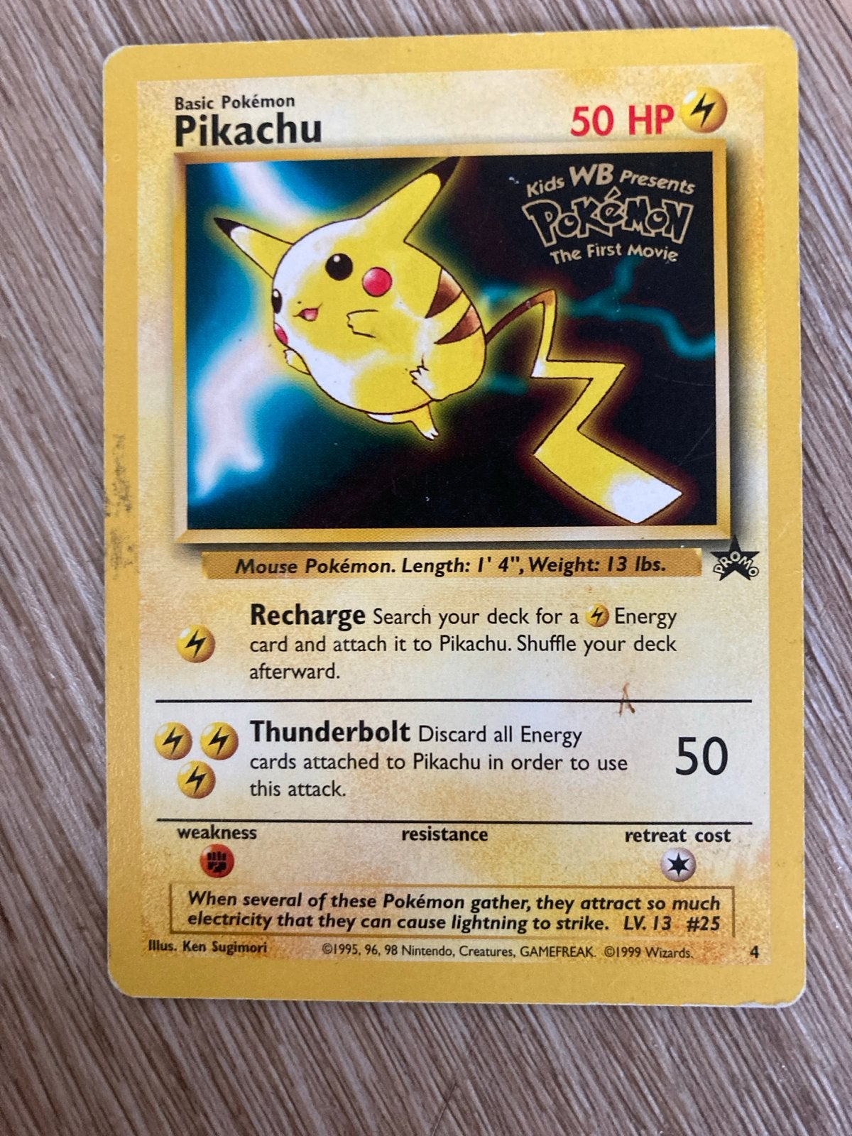 Pikachu Pokémon The First Movie Promo Kaart (Wizards Black S, Ophalen of Verzenden, Gebruikt, Losse kaart