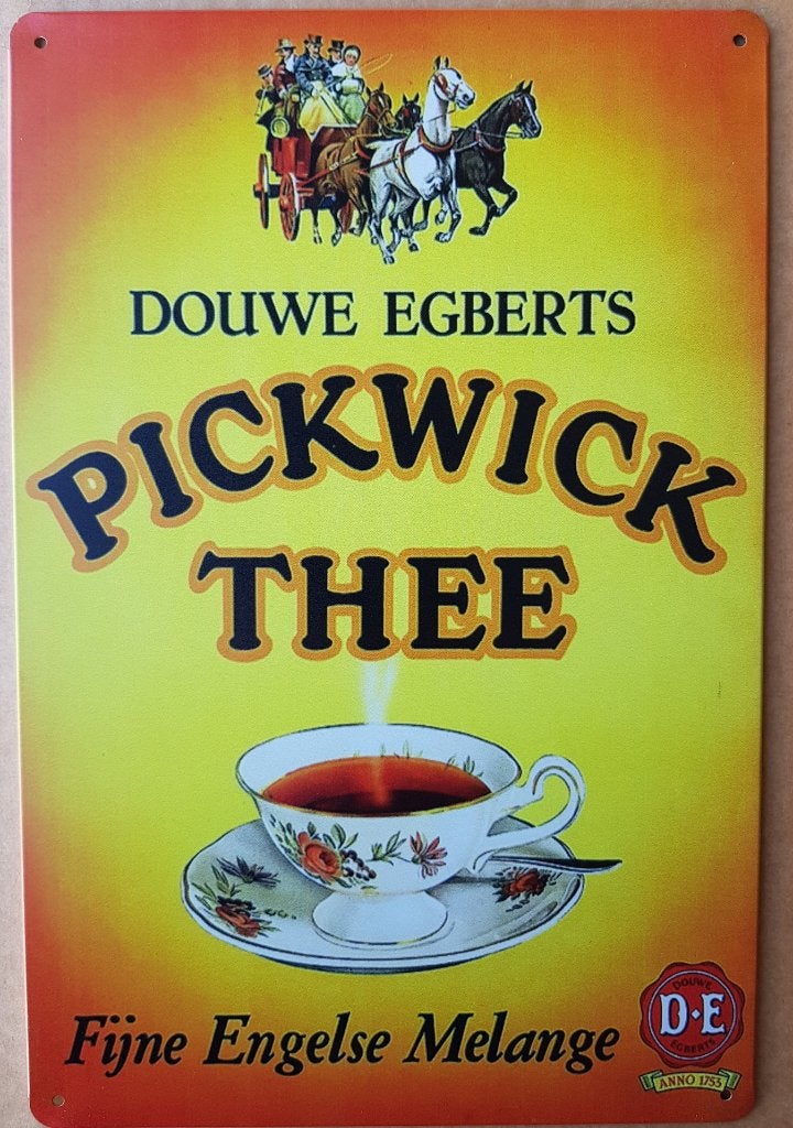 Pickwick Thee Douwe Egberts reclamebord van metaal deco, Reclamebord, Info@deconoord.nl, Deco Noord, Nieuw