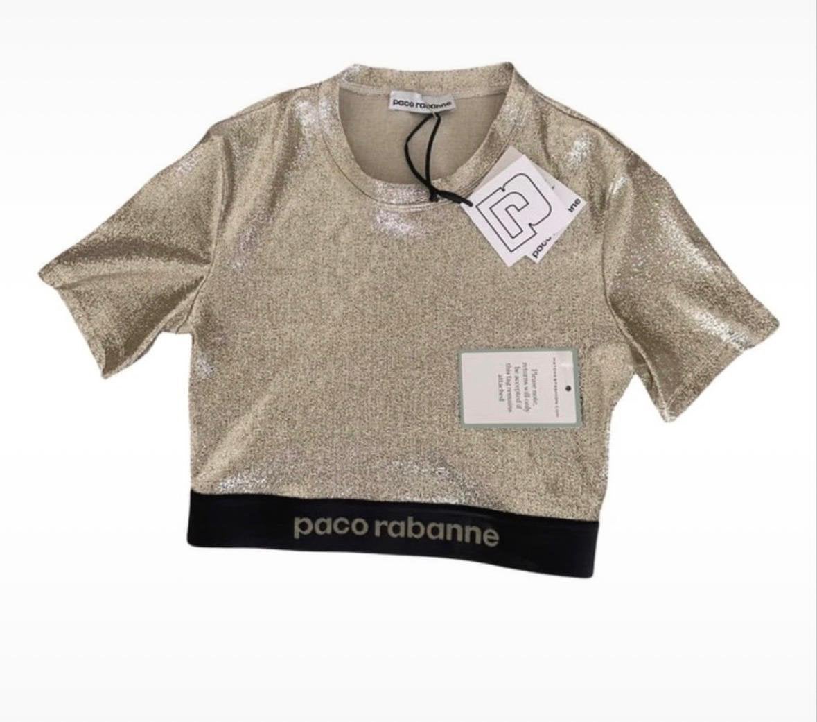 Paco Rabanne Metallic Crop Top, Kleding | Dames, Ophalen of Verzenden, Nieuw, Korte mouw