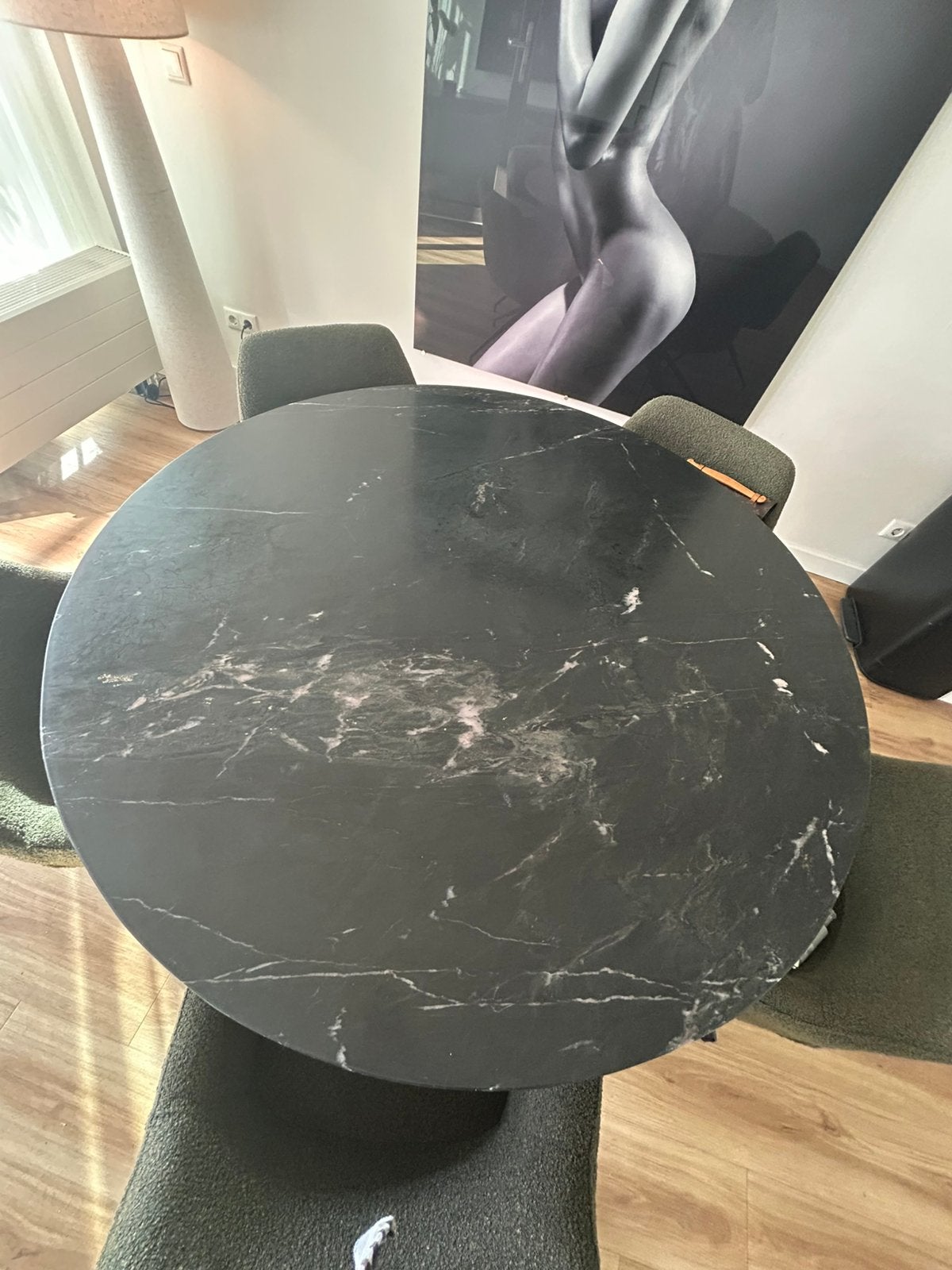 Ronde eettafel echt marmer 130 cm, Huis en Inrichting, Ophalen, Zo goed als nieuw