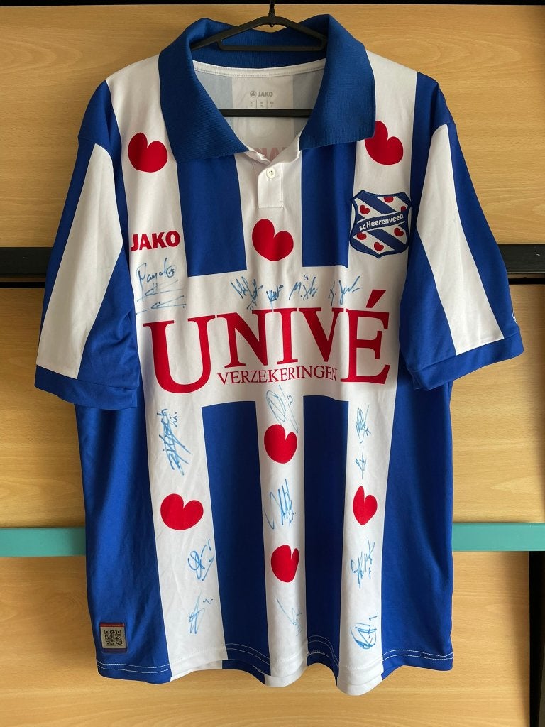 SC Heerenveen Jako Voetbalshirt met Handtekeningen Maat L, Maat 52/54 (L), Blauw, Ophalen of Verzenden, Zo goed als nieuw