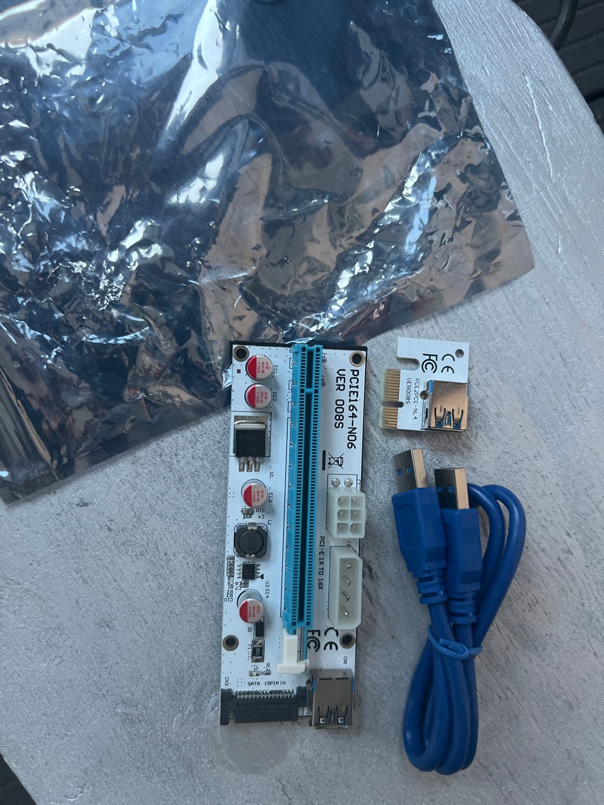 PCI-E 1X naar 16X Riser Card VER 008S met USB 3.0 Kabel, Ophalen of Verzenden, Nieuw