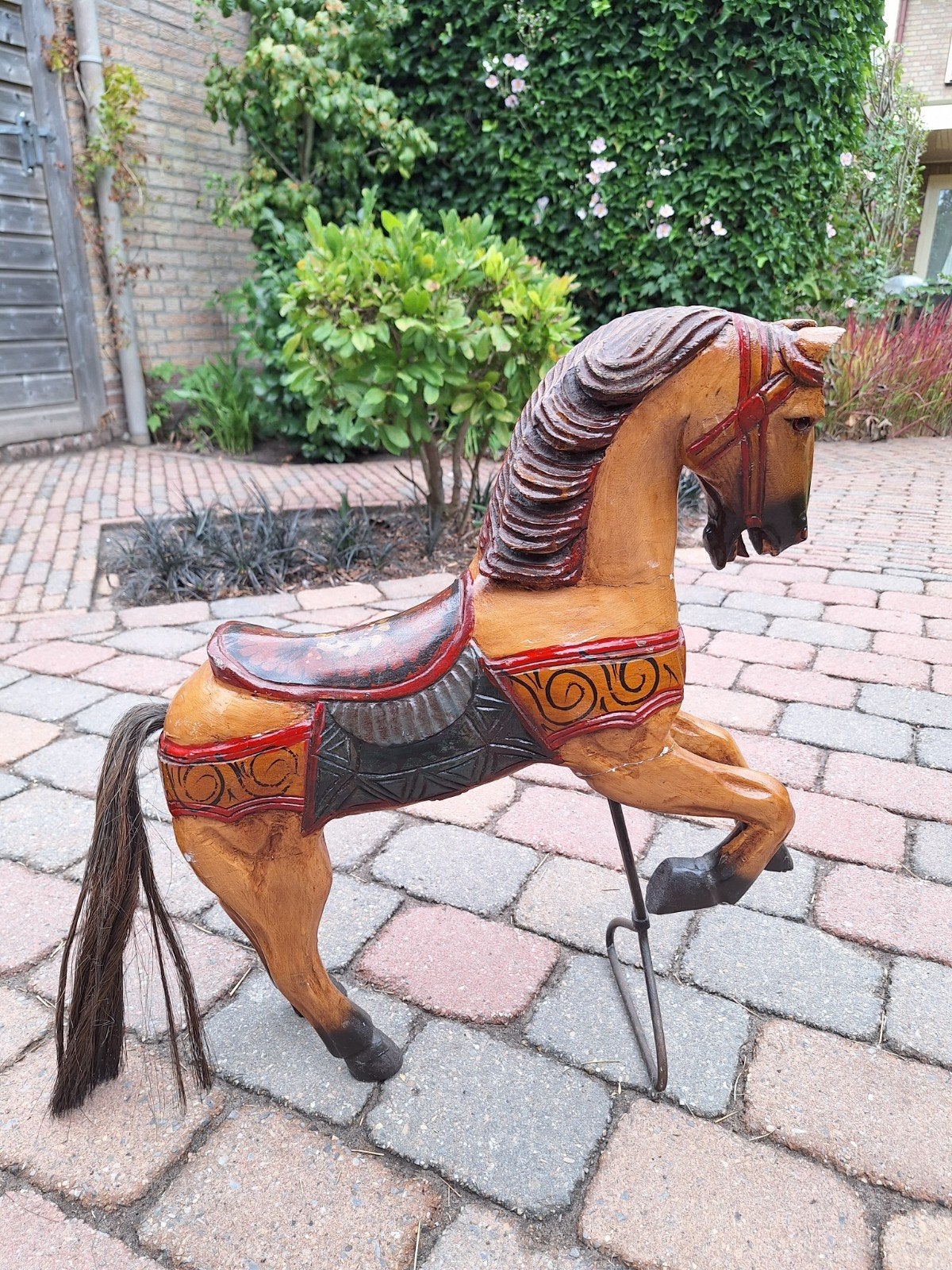 Antieken handgesneden carrouselpaard, Ophalen of Verzenden