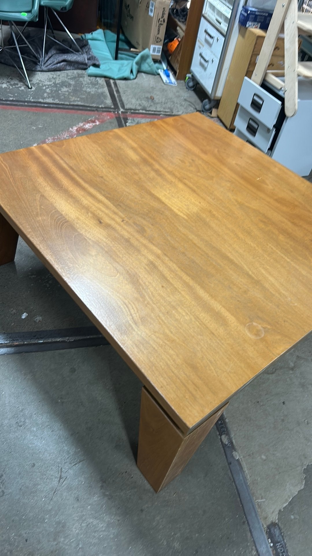 Massief kersenhouten salontafel 120x120x46 cm, Ophalen, Gebruikt, 100 tot 150 cm, Vierkant