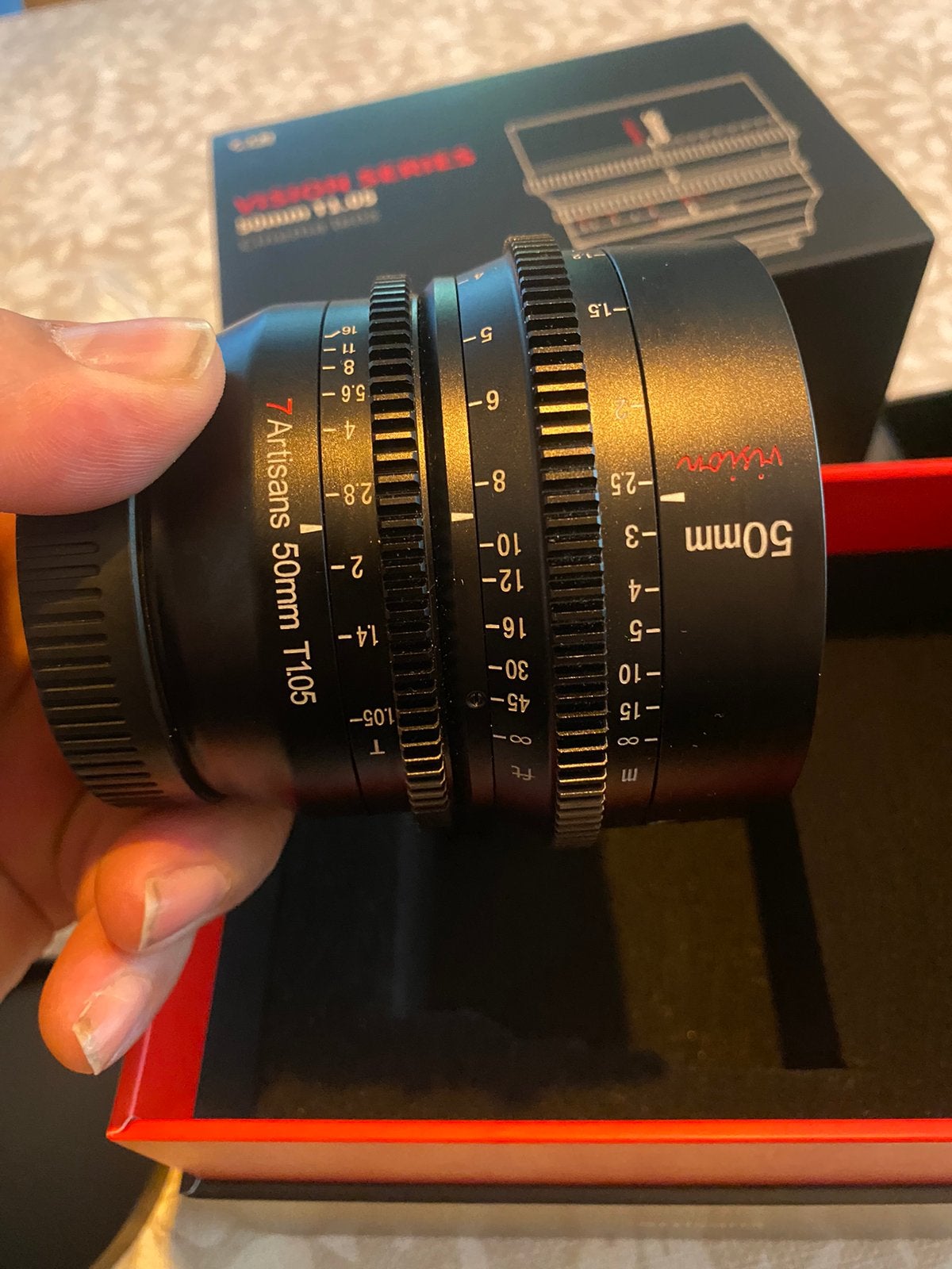 7Artisans 50mm T1.05 Vision Cine Lens Canon RF + Hoya ND 82m, Ophalen, Canon, Canon RF, Zo goed als nieuw