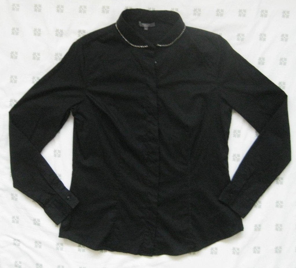 Kocca blouse zwart met glitter steentjes langs kraag, 40(42), Maat 38/40 (M), Zwart, Kocca, Ophalen of Verzenden