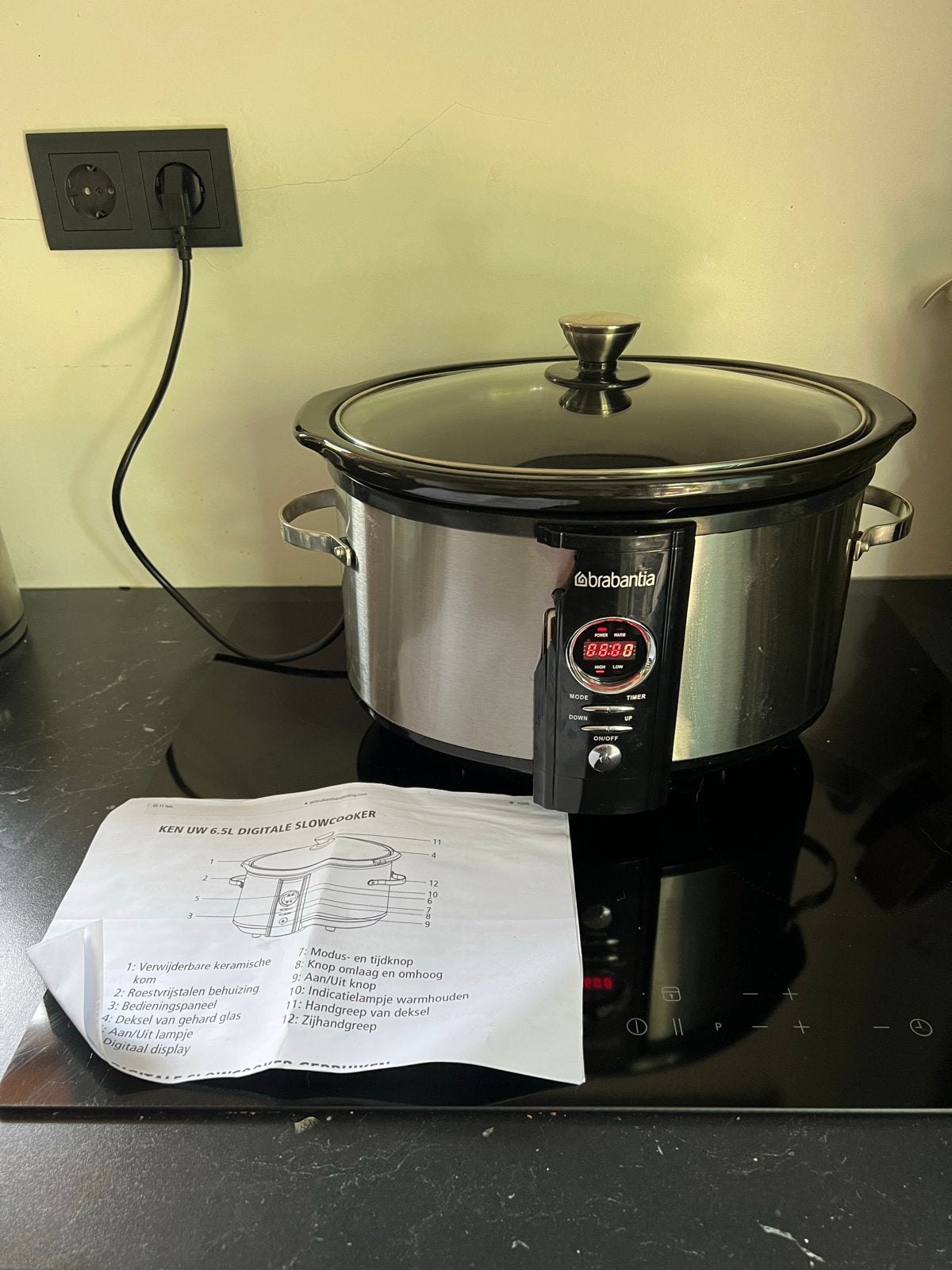 Brabantia Digitale Slowcooker 6.5L, Witgoed en Apparatuur, Ophalen of Verzenden, Timer