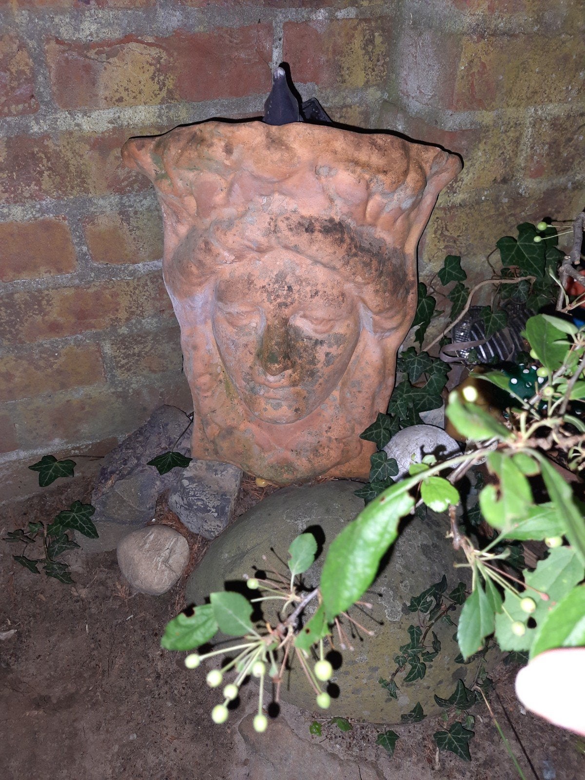 Terracotta Sculptuur Klassiek Vrouwengezicht, Tuin en Terras, Ophalen