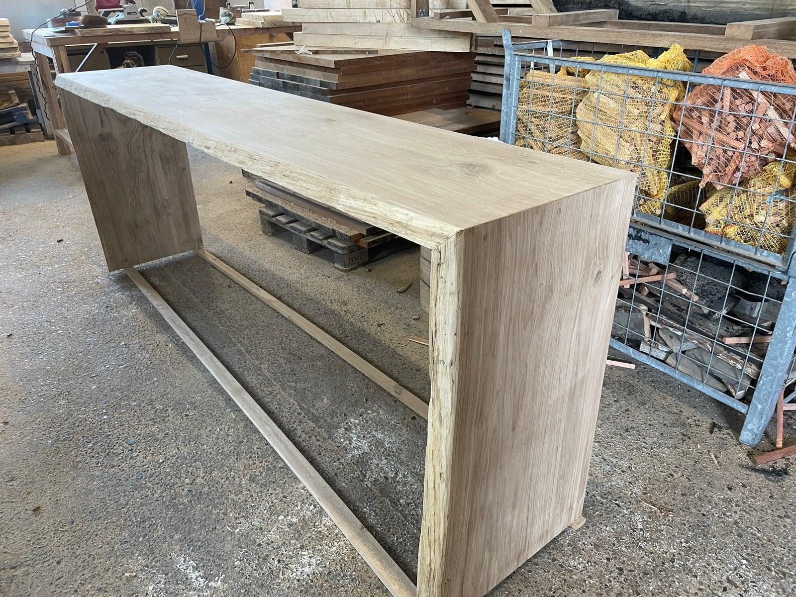 Boomstam wastafel bladen fontein plank, Ophalen, Zo goed als nieuw, Beige