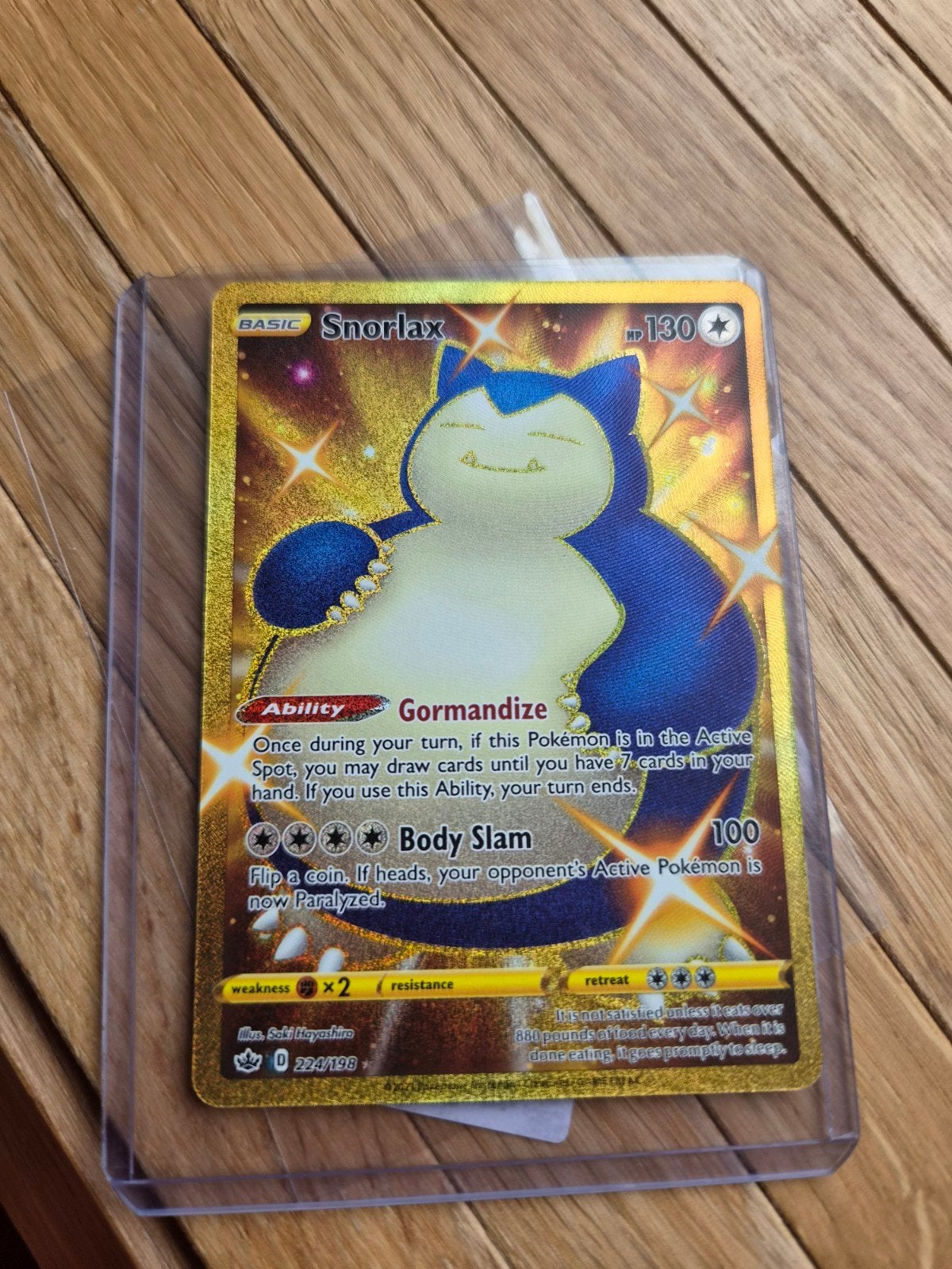 Pokémon Kaart Snorlax Gormandize (Gold) - Zo goed als nieuw, Ophalen of Verzenden, Zo goed als nieuw, Losse kaart, Foil
