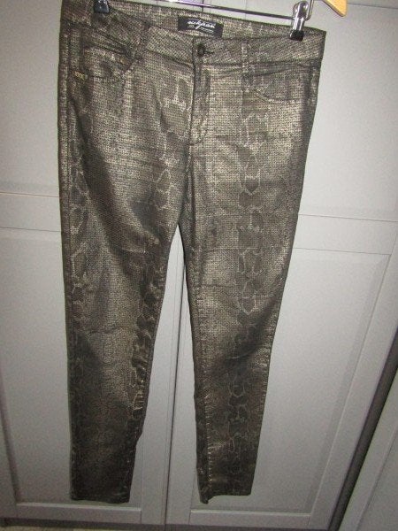 G464 Nickjean mt 38 jeans zwart goud, Maat 38/40 (M), Verzenden, Zwart, Zo goed als nieuw