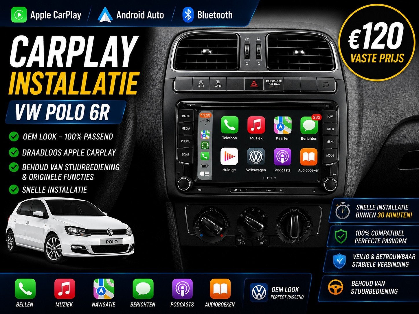 CarPlay Installatie VW Polo 6R (2009-2017), Ophalen of Verzenden