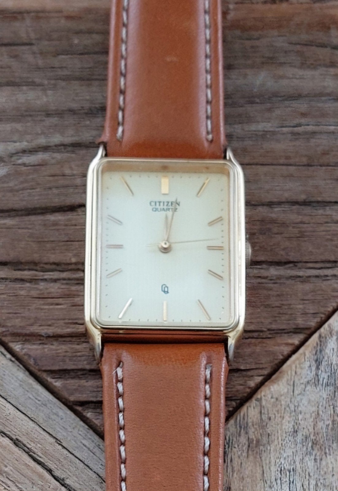 Vintage Citizen Quartz Horloge, Ophalen, Gebruikt, Leer, Overige merken