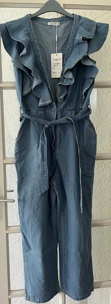 Spijker Jumpsuit maat m  20,00 . Lila 35,00, Ophalen, Zo goed als nieuw, Maat 38/40 (M), Blauw