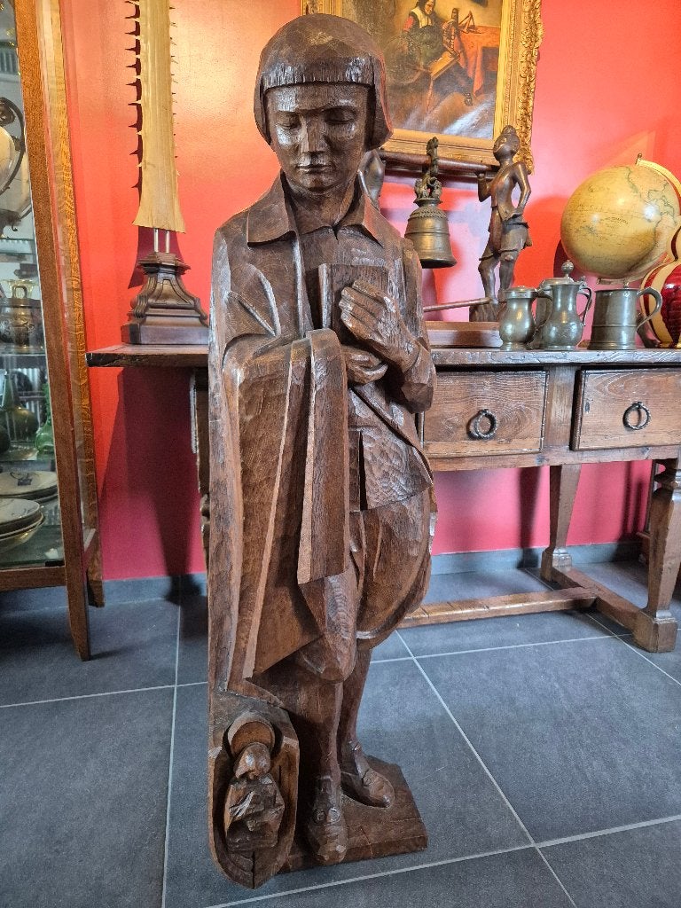 Antiek houten beeld, religieus christelijk