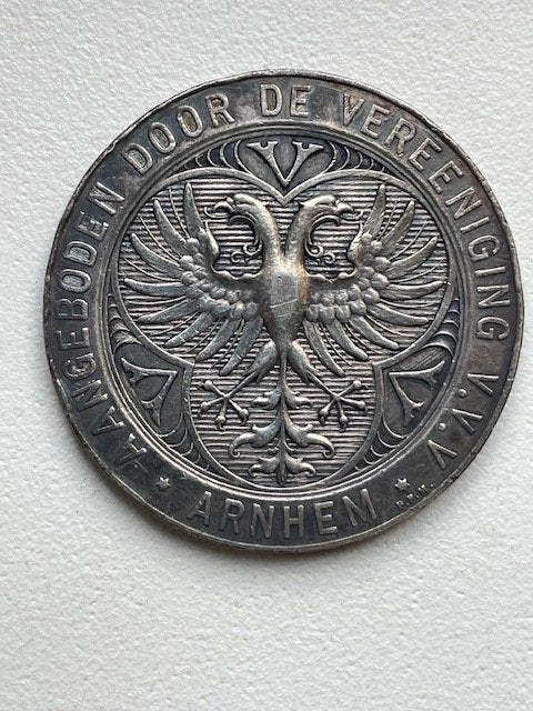 Zilveren penning VVV Arnhem, Ophalen of Verzenden, Zilver, Nederland