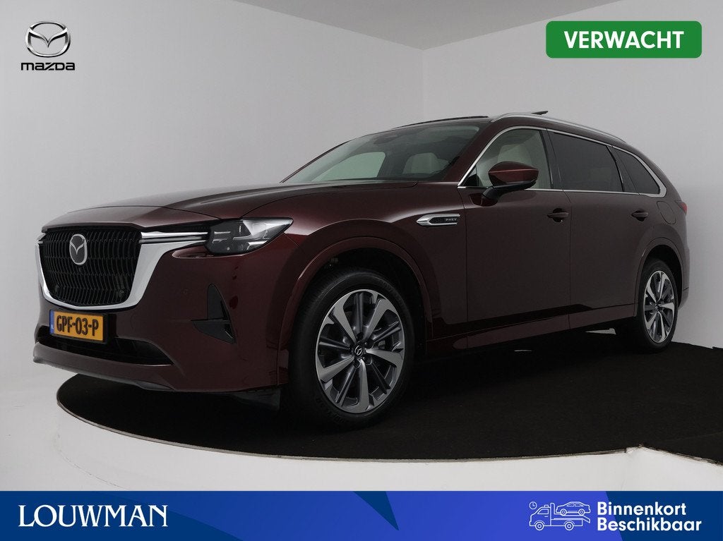 Mazda CX-80 2.5 e-SkyActiv PHEV Takumi Plus 6p. | Leder | PA, Auto's, Mazda, Bedrijf, Te koop, CX-80, 360° camera, 4x4, ABS, Achteruitrijcamera