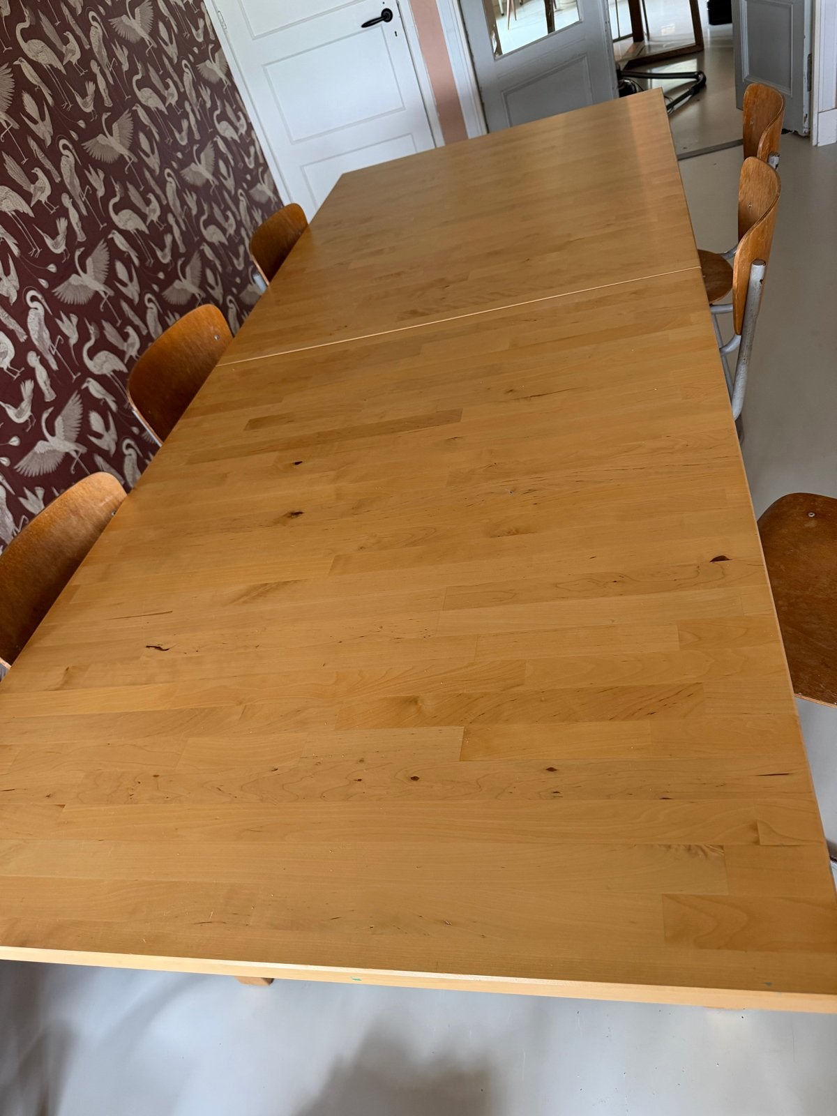 Grote houten eettafel - uitschuifbaar van de ikea, Ophalen, Gebruikt, 200 cm of meer, 50 tot 100 cm