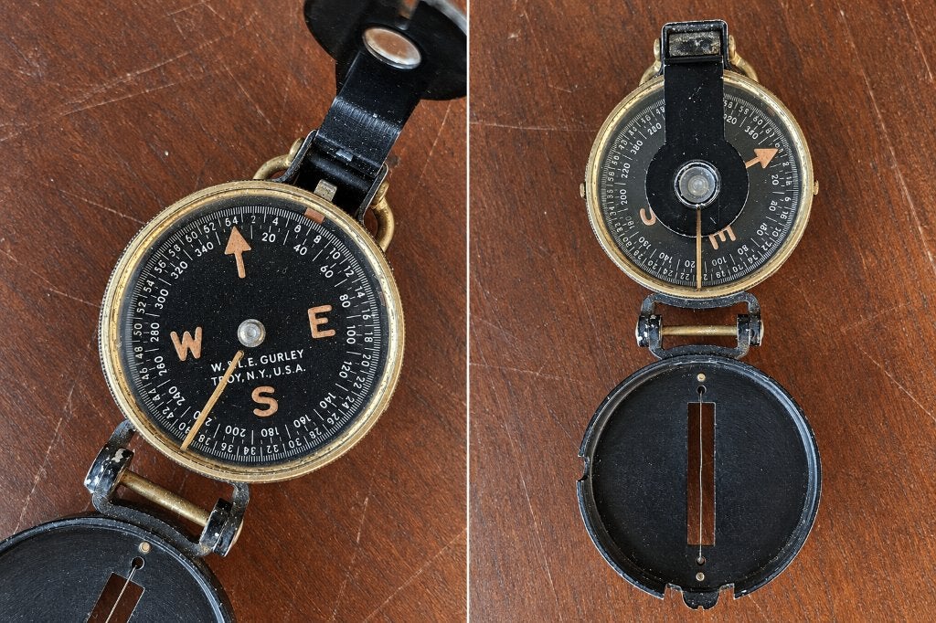 Origineel WWII W. & L. E. Gurley Troy N.Y. US Army Compass, Verzamelen, Verzenden, Overige soorten, Amerika, Overige typen