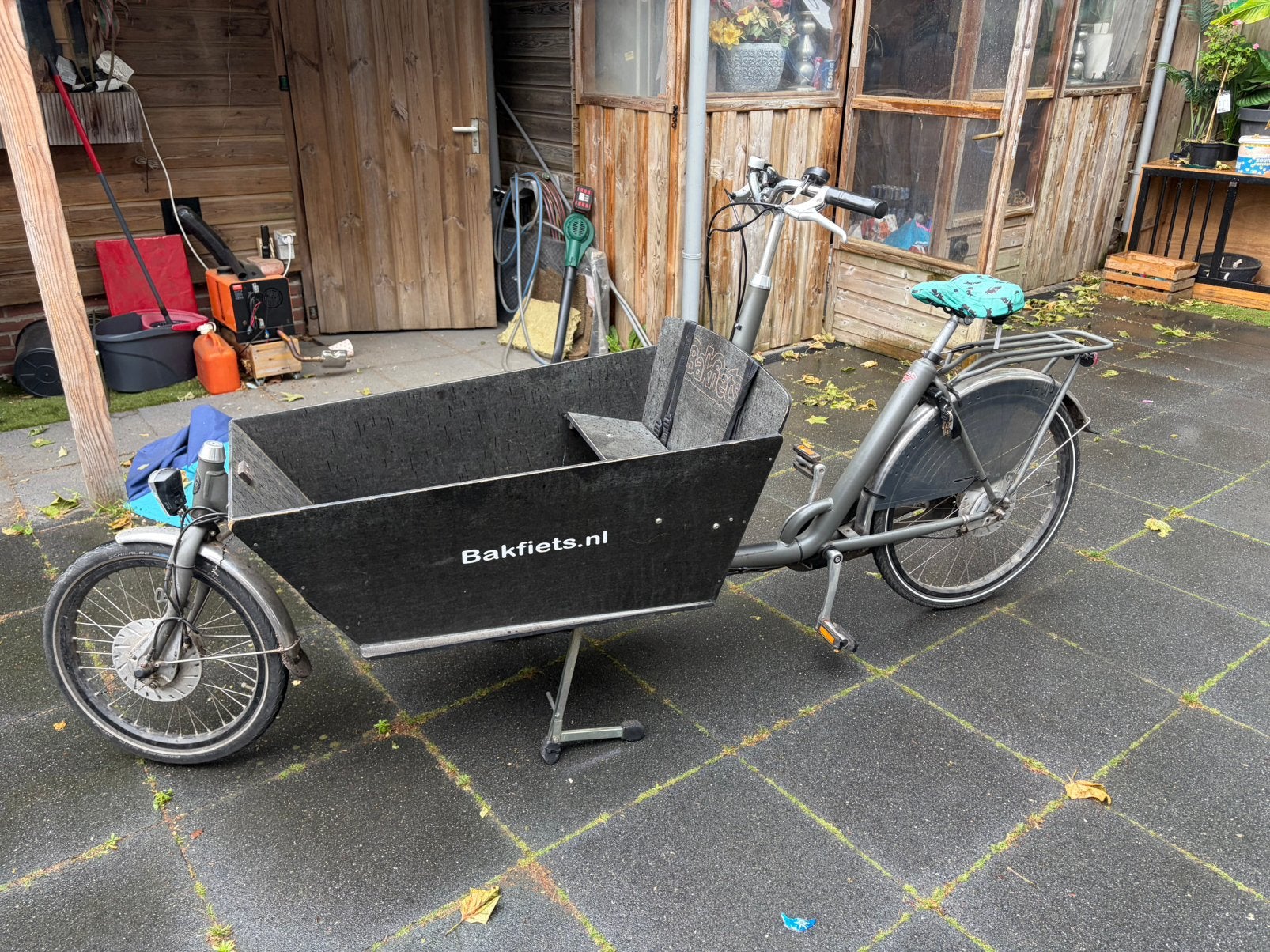 Fijne bakfiets Elektrische, Fietsen en Brommers, Fietsen | Bakfietsen, Gebruikt, Huif, 2 kinderen, Schijfrem