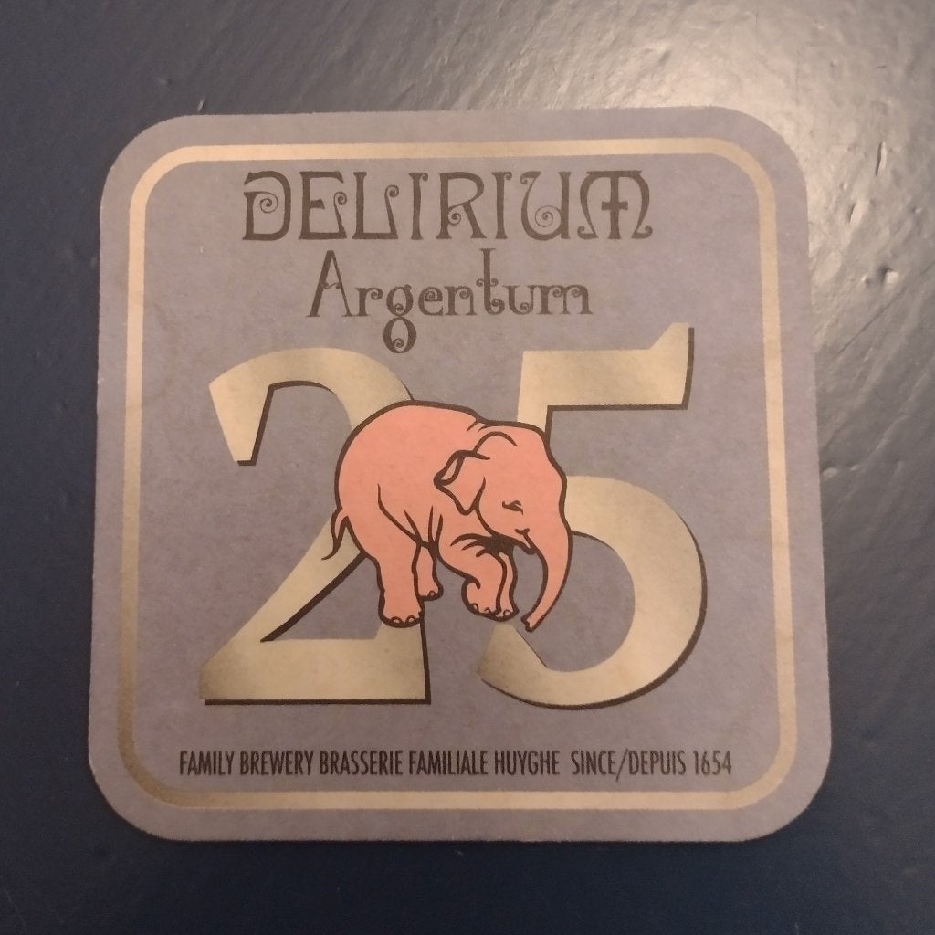 Delirium Argentum 25 Jaar Bierviltje Coaster., Ophalen of Verzenden, Gebruikt, Viltje(s), Overige merken