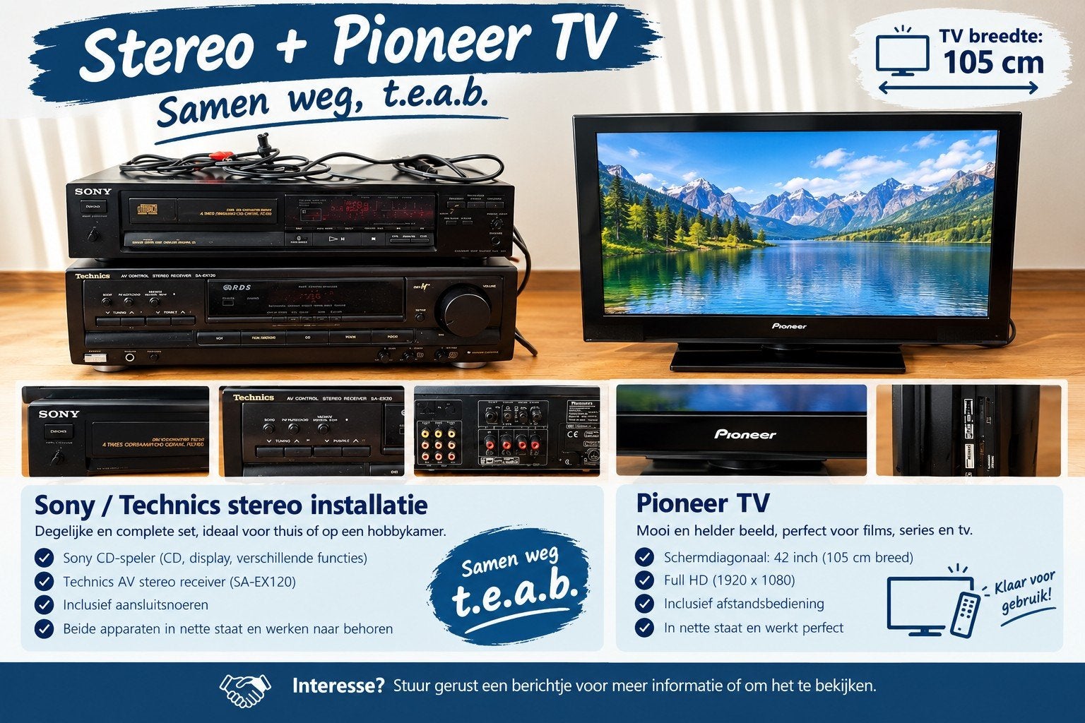 T.v. en Stereoset, Ophalen, Zo goed als nieuw, Overige merken
