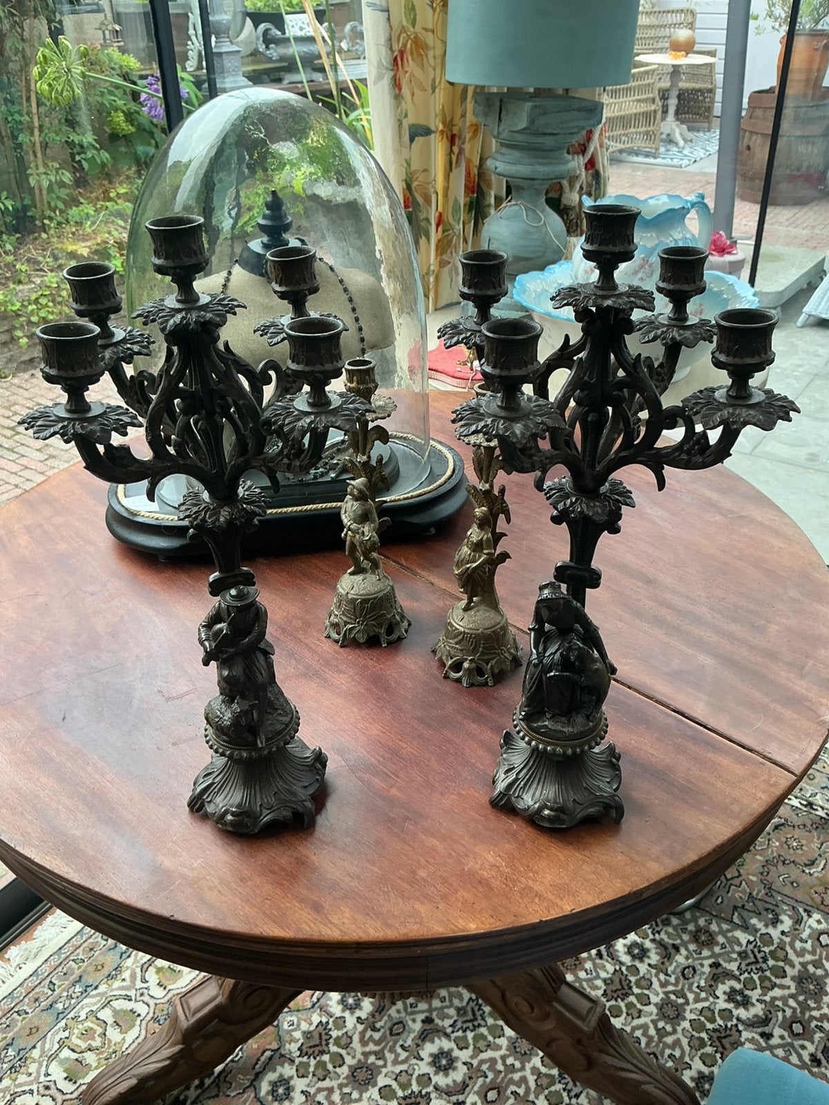 4 antieke kandelaars, Antiek en Kunst, Curiosa en Brocante, Ophalen