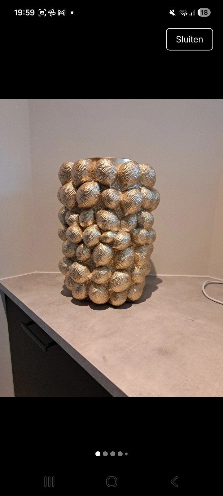 Gouden citroen vaas van Light&Living, Huis en Inrichting, Woonaccessoires | Vazen, Overige materialen, Met patroon/structuur, Ophalen of Verzenden