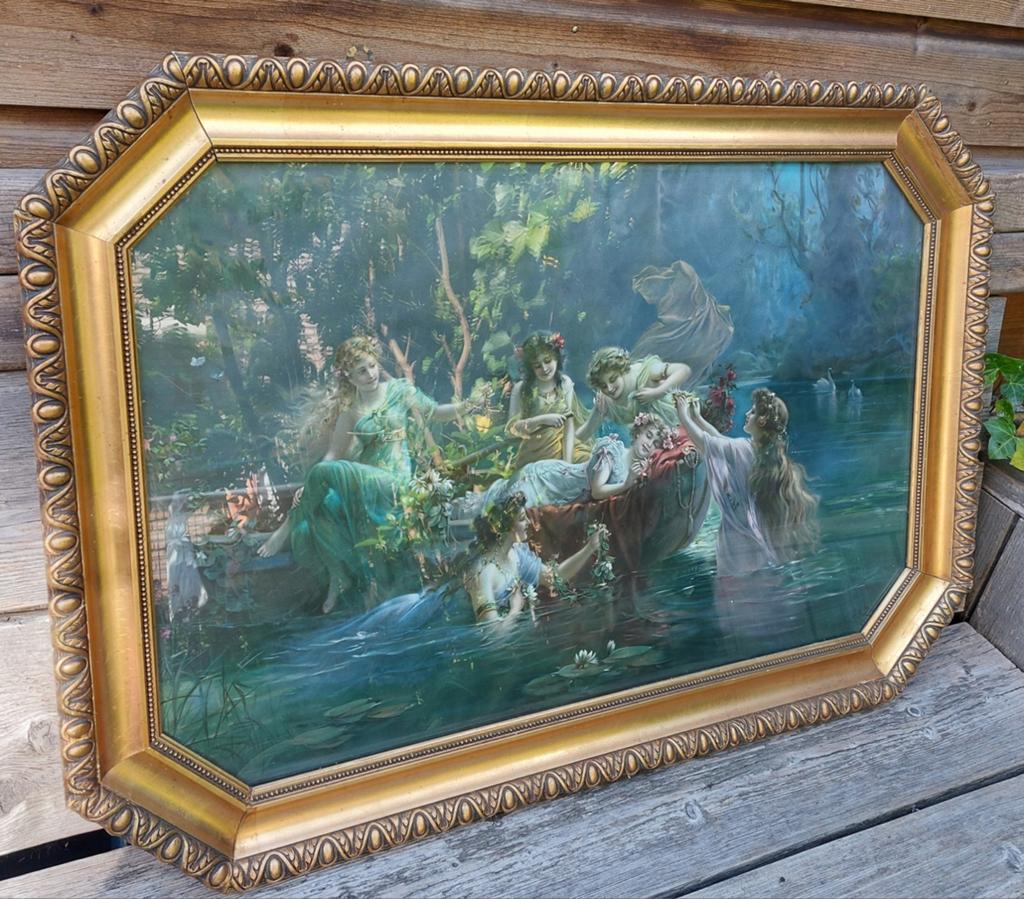 Idyllisch schilderij van bosnimfen Zatska, Ophalen of Verzenden