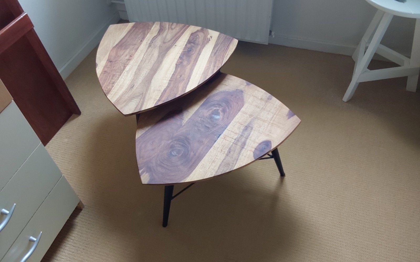 2 XOOON bijzettafels/salontafels, Gebruikt, 55 tot 75 cm, Hout, Ophalen