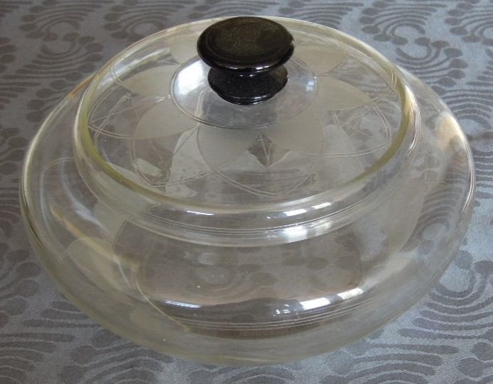 Nr TT52: 1 Mooie ronde glazen art-deco koekjesschaal, Antiek en Kunst, Ophalen of Verzenden