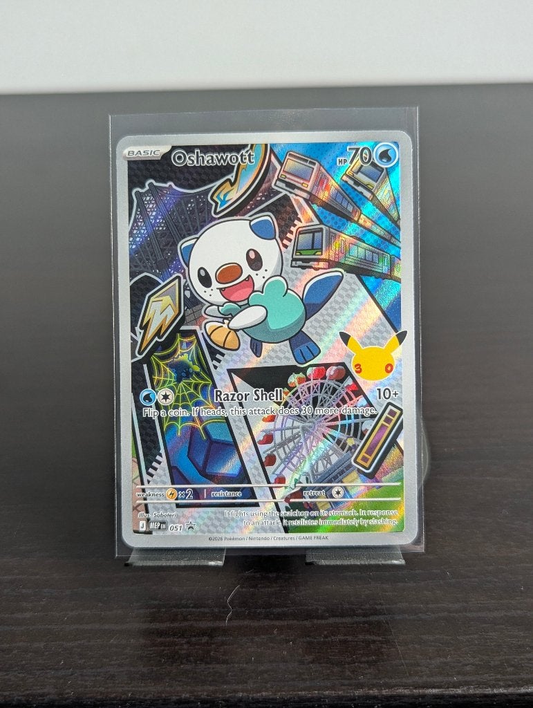 Oshawott MEP 051 Pokémon Kaart - First Partner Pack, Ophalen of Verzenden, Zo goed als nieuw, Losse kaart, Foil