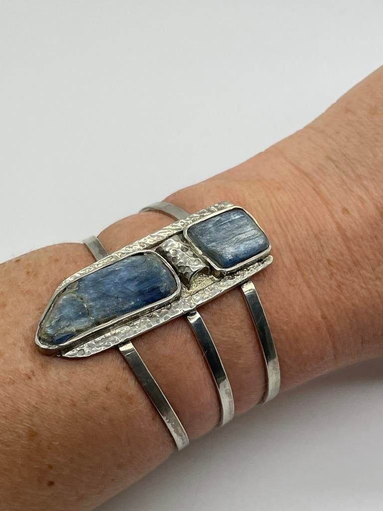 D726 Prachtige zilveren armband kyaniet edelsteen, Ophalen of Verzenden, Zo goed als nieuw, X, Met edelsteen