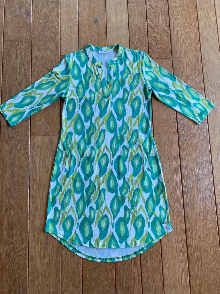 Angelle Milan Jurk S Wit Groen Travelstof Nieuw, Wit, Nieuw, Ophalen of Verzenden, Maat 36 (S)