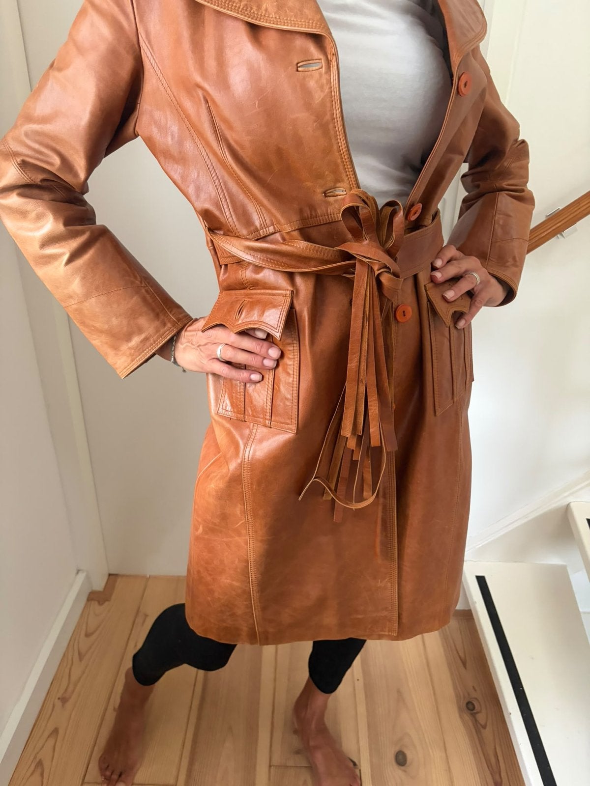 Leren trenchcoat Goalkeeper maat 44, Ophalen of Verzenden, Gedragen, Maat 42/44 (L), Bruin