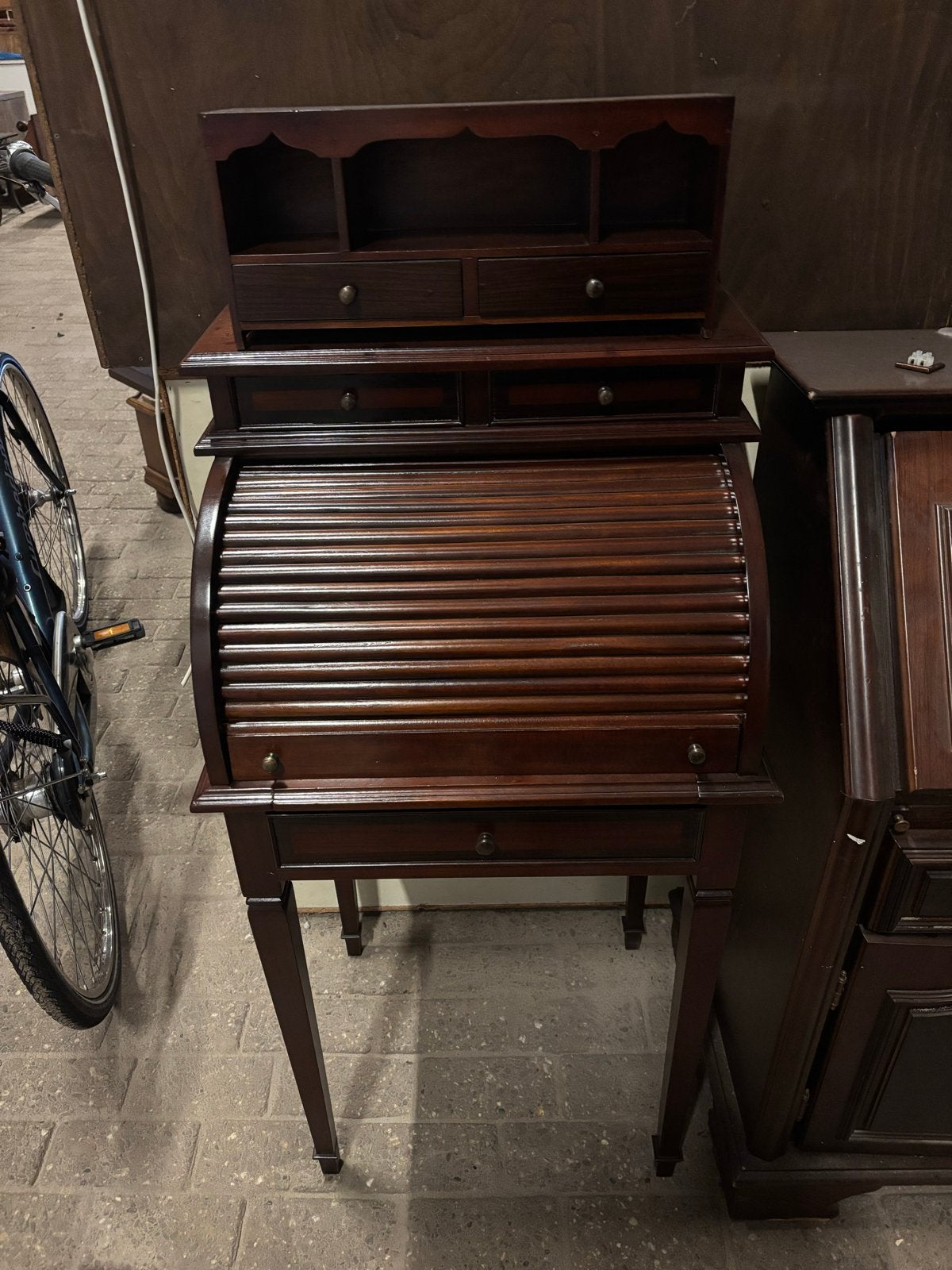 Antiek Mahonie Cilinderbureau / Rolluik Secretaire, Ophalen of Verzenden