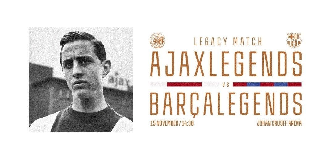 Ajax-Barcelona Legends 2 kaarten Balcony Seats vak 406, Losse kaart, Twee personen, November