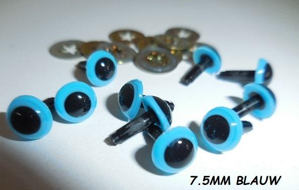 x4 Nieuw Veiligheidsoogjes Blauw 7.5mm, Hobby en Vrije tijd, Breien en Haken, Ophalen of Verzenden, Nieuw, Breien of Haken, Overige typen