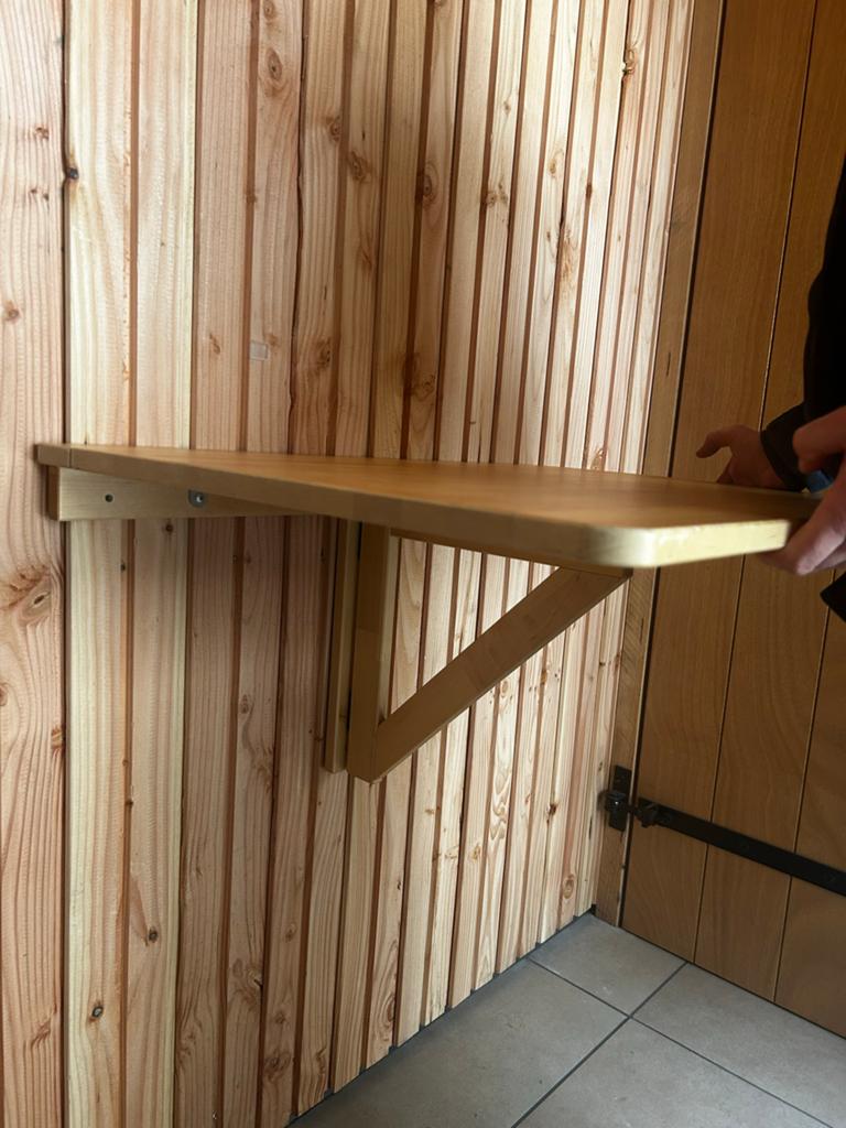 Opklapbare wandtafel van multiplex - Ruimtebesparend!, Ophalen, Gebruikt, 50 tot 100 cm, Rechthoekig