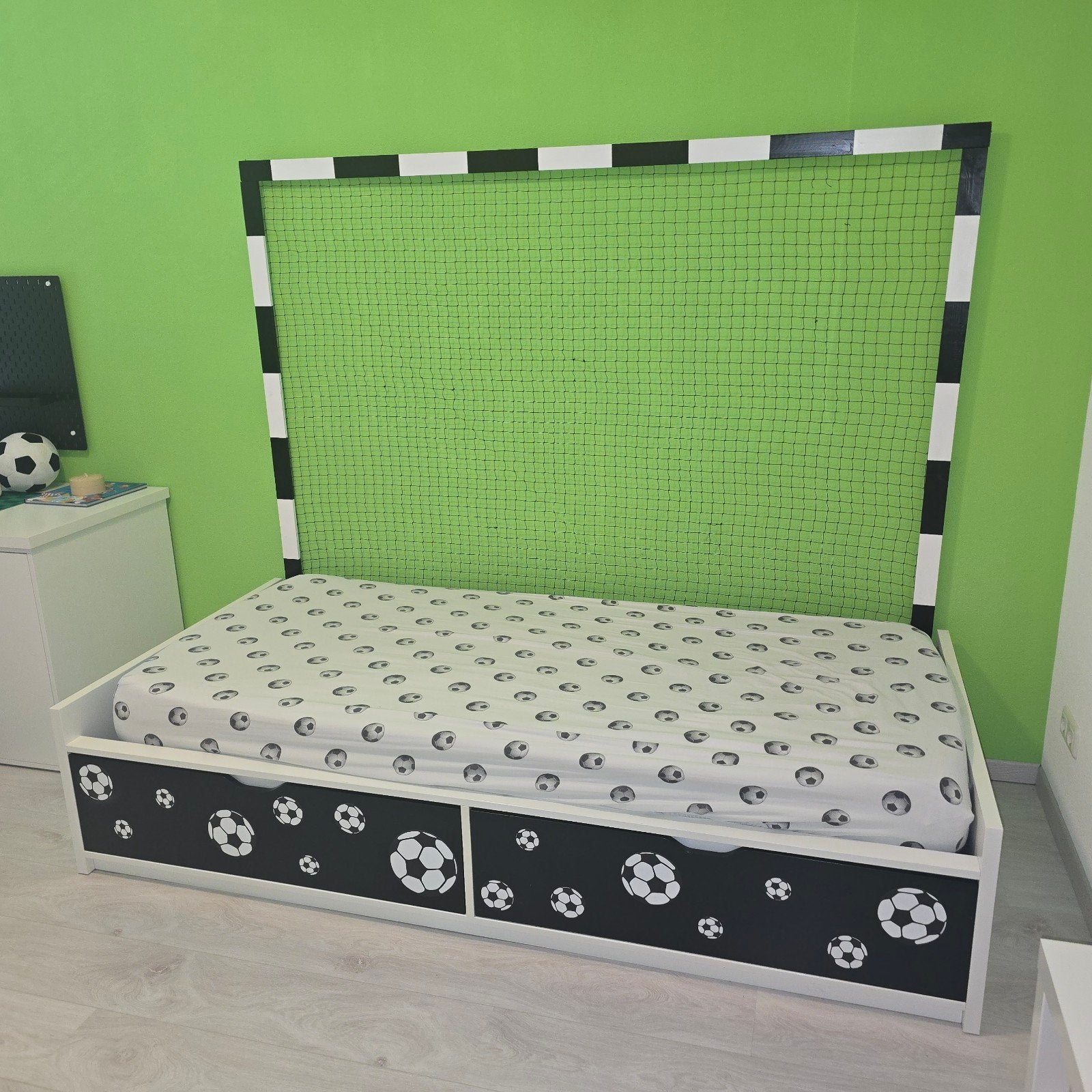 voetbalbed 90x200 cm jongensbed voetbal bed, Ophalen, 85 tot 100 cm, Gebruikt, Lattenbodem