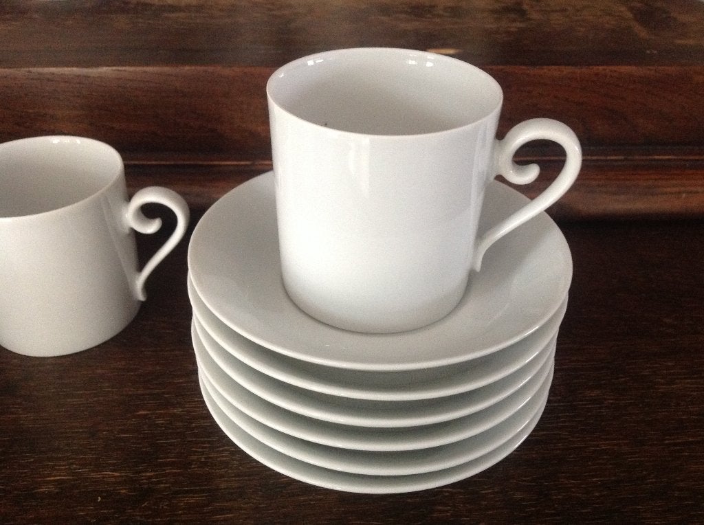 Vintage retro Espresso Mokka-kopjes wit dun porselein j1978, Ophalen, Klassiek, Zo goed als nieuw, Kop(pen) en/of Schotel(s)