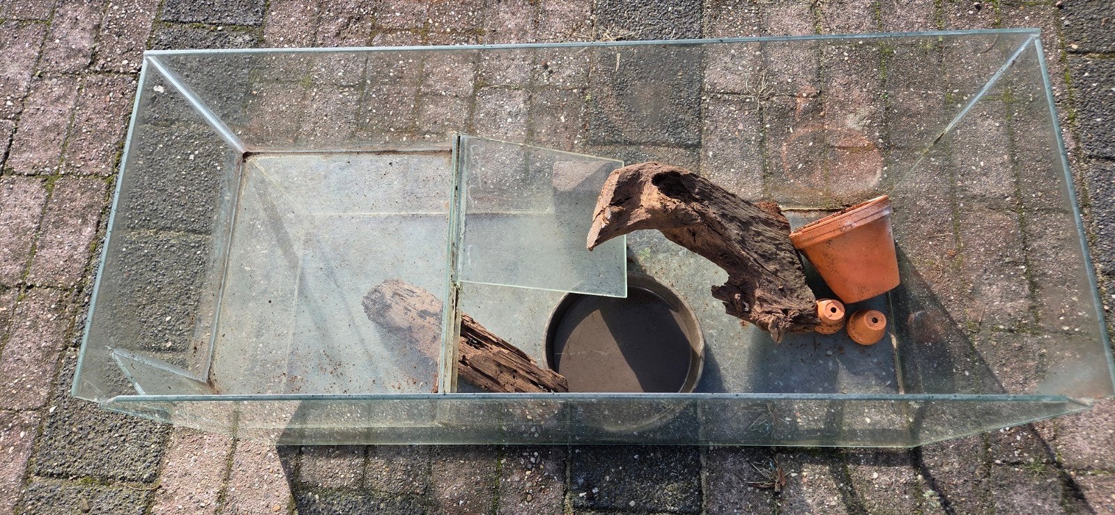 Terrarium,  Aquarium te koop + Verwarmingselement, Ophalen, Inclusief toebehoren, Zo goed als nieuw, Leeg aquarium