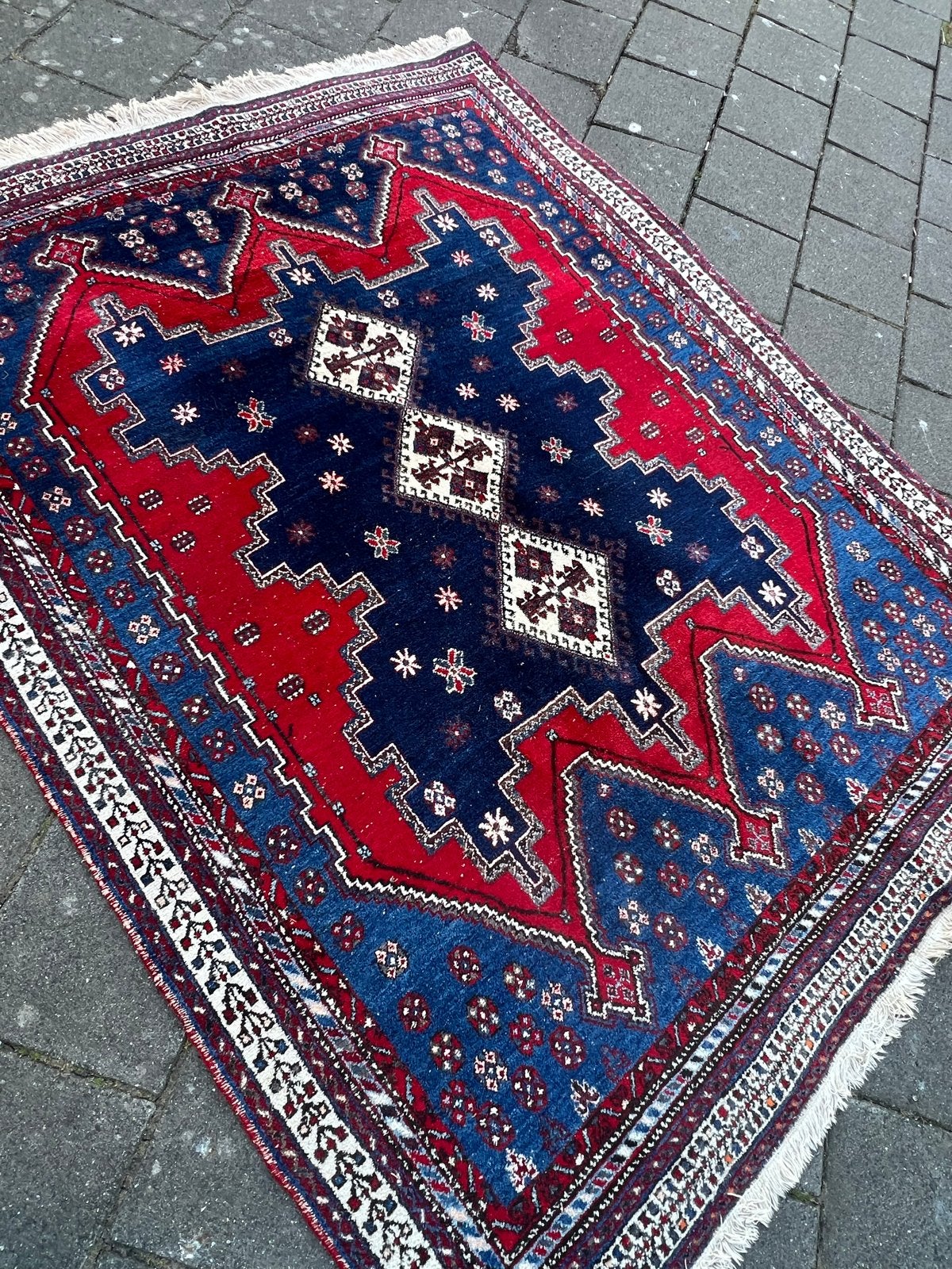 Prachtig handgeknoopt Perzisch tapijt - Oude Reimer, Gebruikt, Blauw, 150 tot 200 cm, 200 cm of meer
